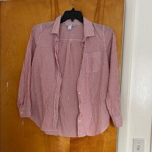 Old Navy Light Red and White Striped Button Down Shirt